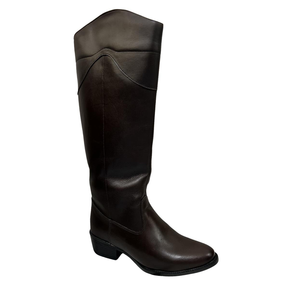 Bota Casual Feminino Milla Flor 9103-01 Montaria Couro Legitimo Marrom