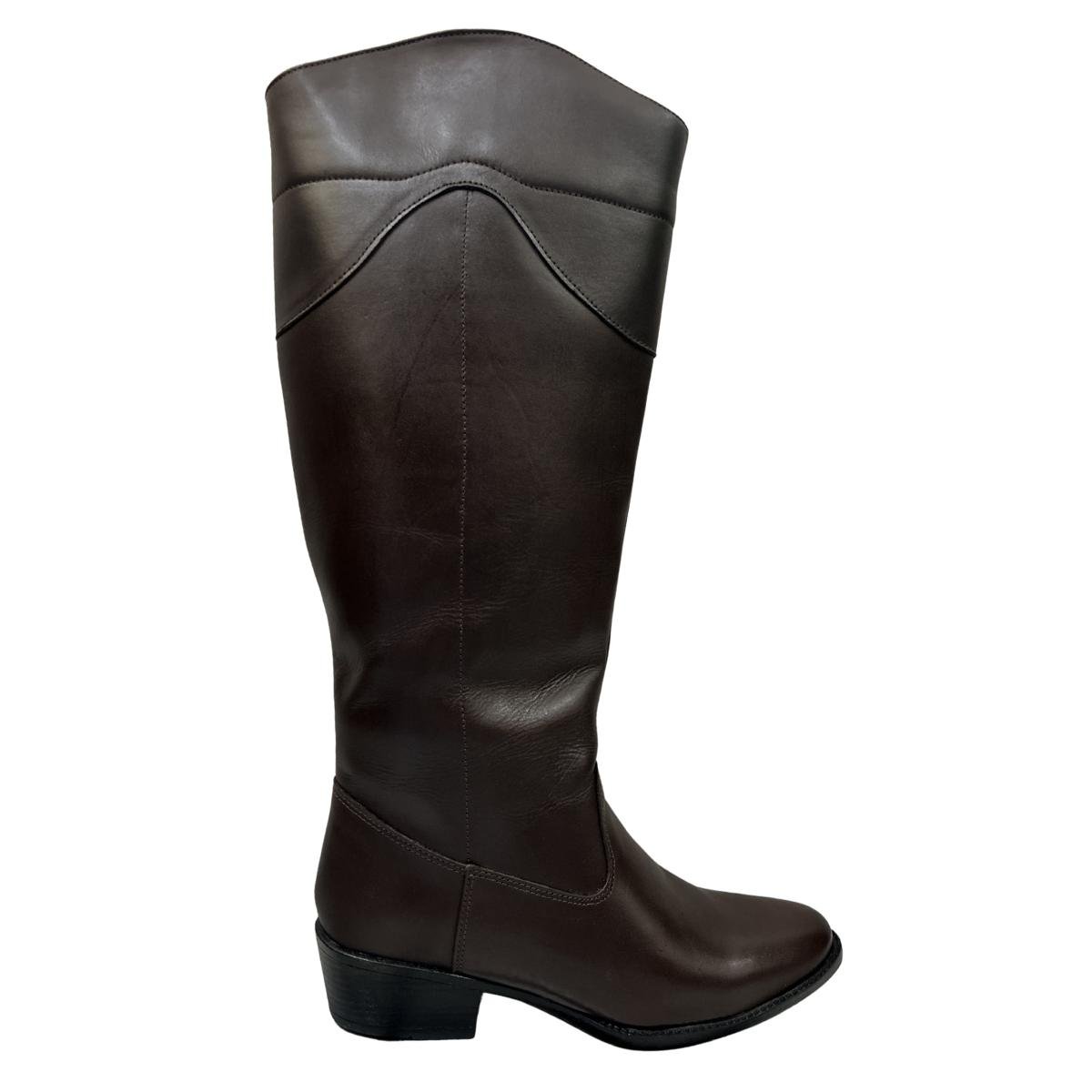 Bota Casual Feminino Milla Flor 9103-01 Montaria Couro Legitimo Marrom Marrom 2