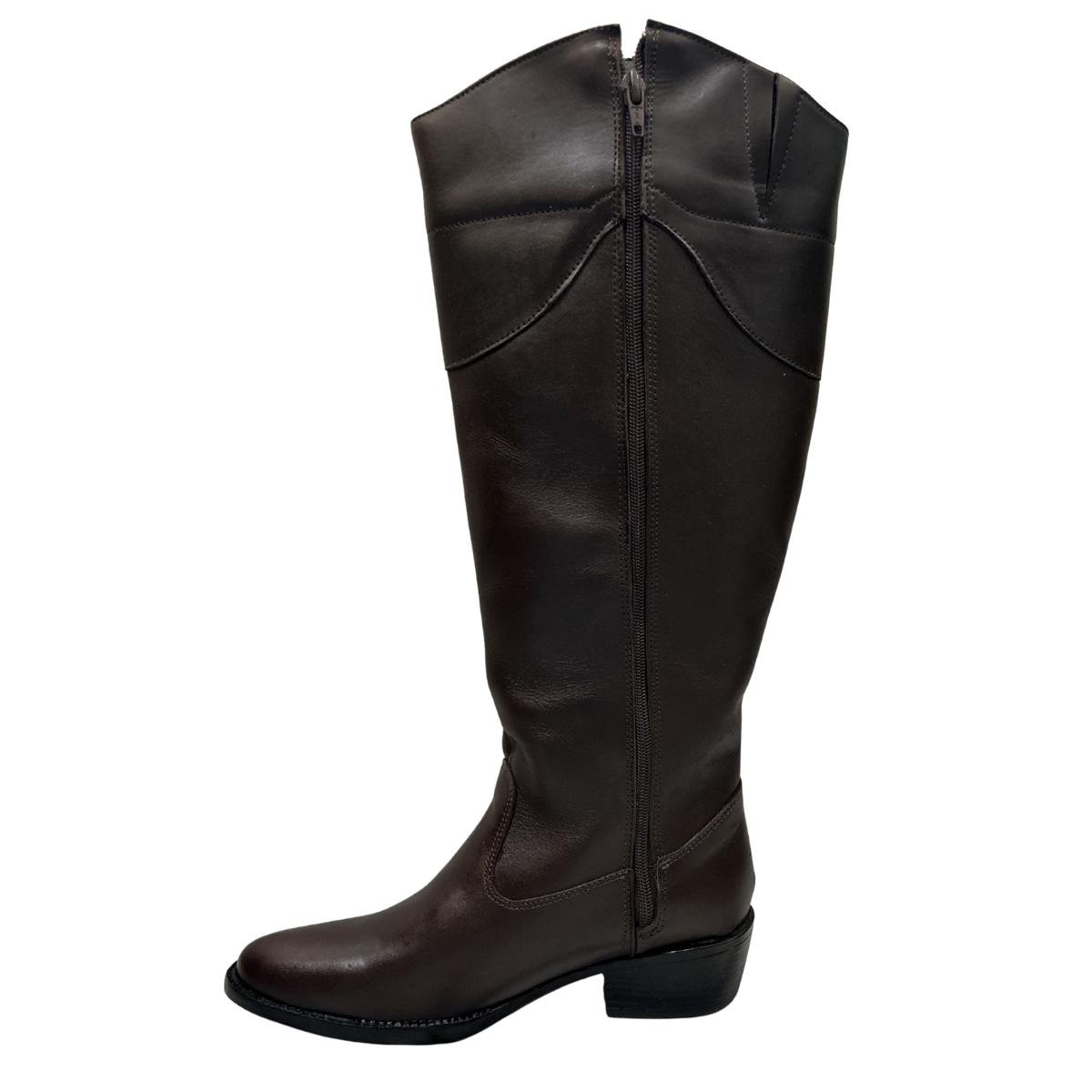 Bota Casual Feminino Milla Flor 9103-01 Montaria Couro Legitimo Marrom Marrom 3