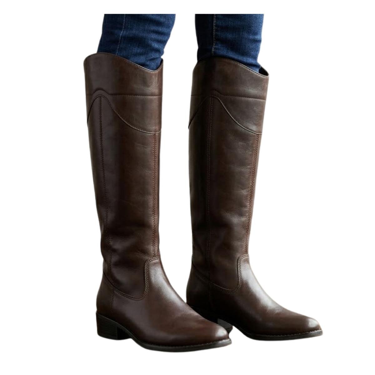 Bota Casual Feminino Milla Flor 9103-01 Montaria Couro Legitimo Marrom Marrom 5