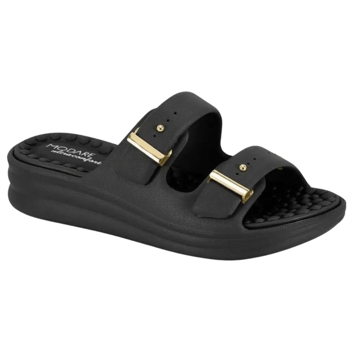 Sandália Papete Flat Casual Feminino Modare 7214.100 Preto