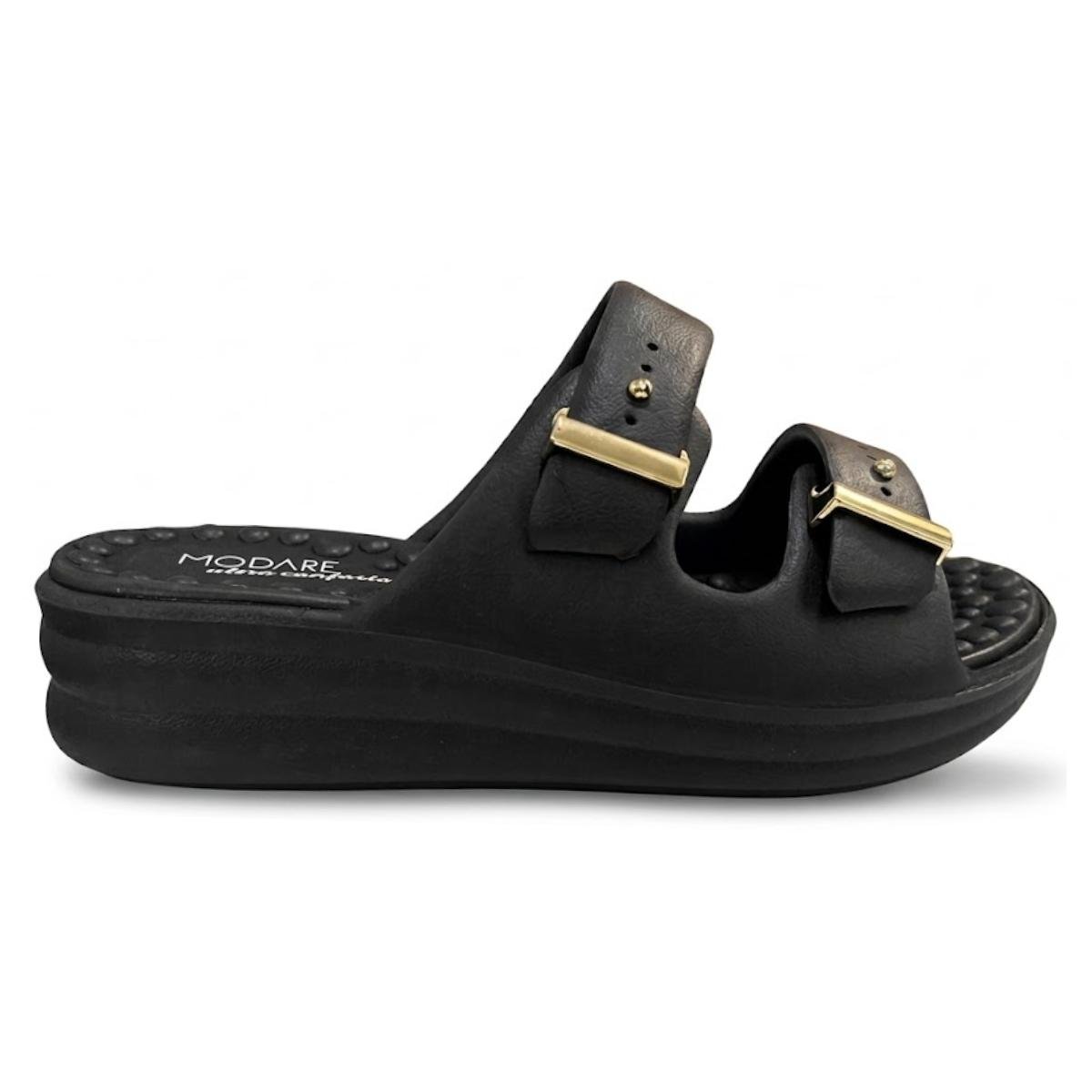 Sandália Papete Flat Casual Feminino Modare 7214.100 Preto Preto 2
