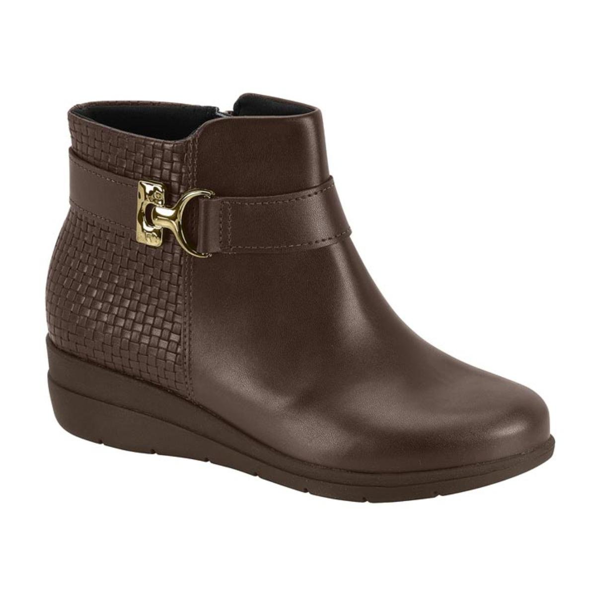 Bota Anabela Casual Feminina Modare 7085.104 Ultracomfort Marrom