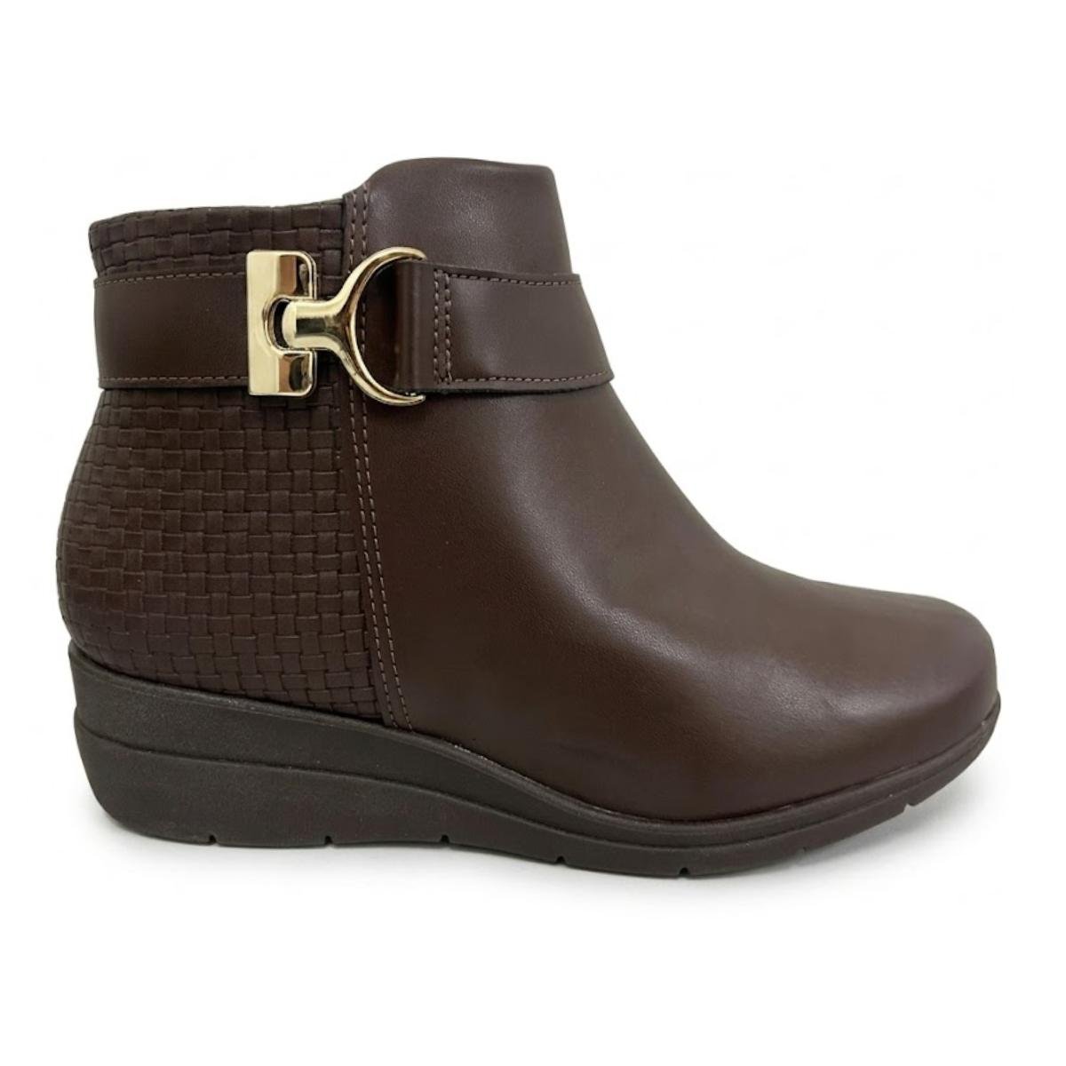Bota Anabela Casual Feminina Modare 7085.104 Ultracomfort Marrom Marrom 2