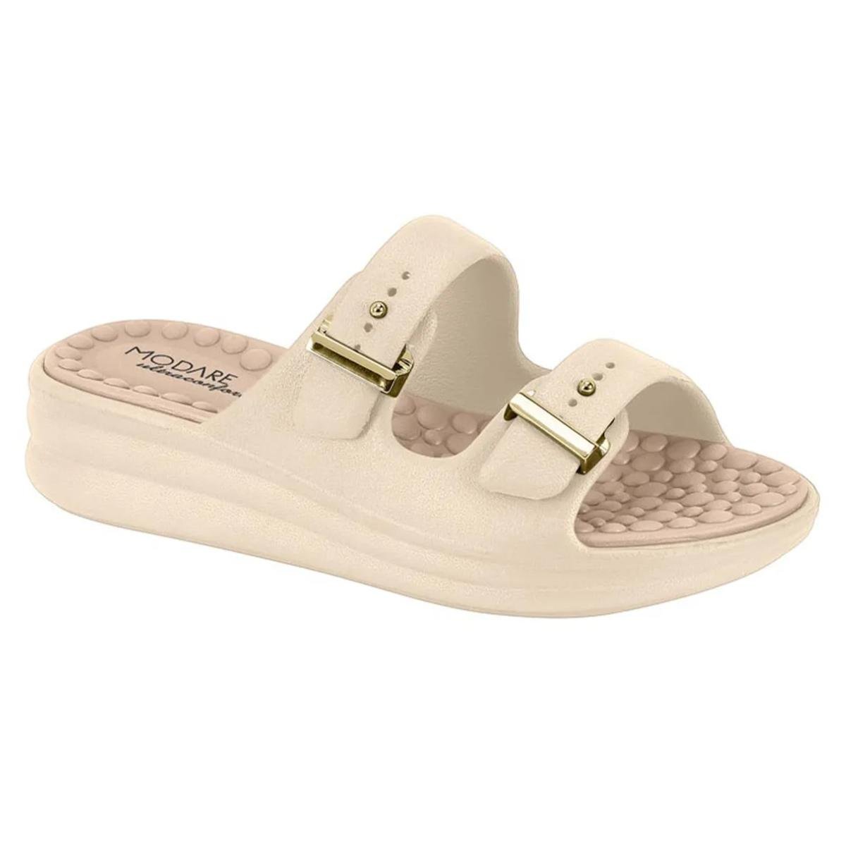 Sandália Papete Flat Casual Feminino Modare 7214.100 Creme