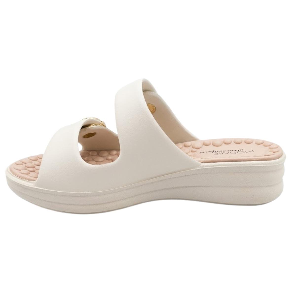 Sandália Papete Flat Casual Feminino Modare 7214.100 Creme Bege 3