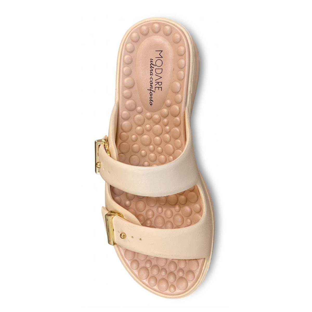 Sandália Papete Flat Casual Feminino Modare 7214.100 Creme Bege 4