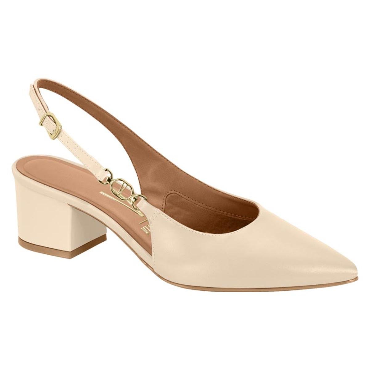 Scarpin Slingback Casual Feminino Vizzano 1220.385 Creme