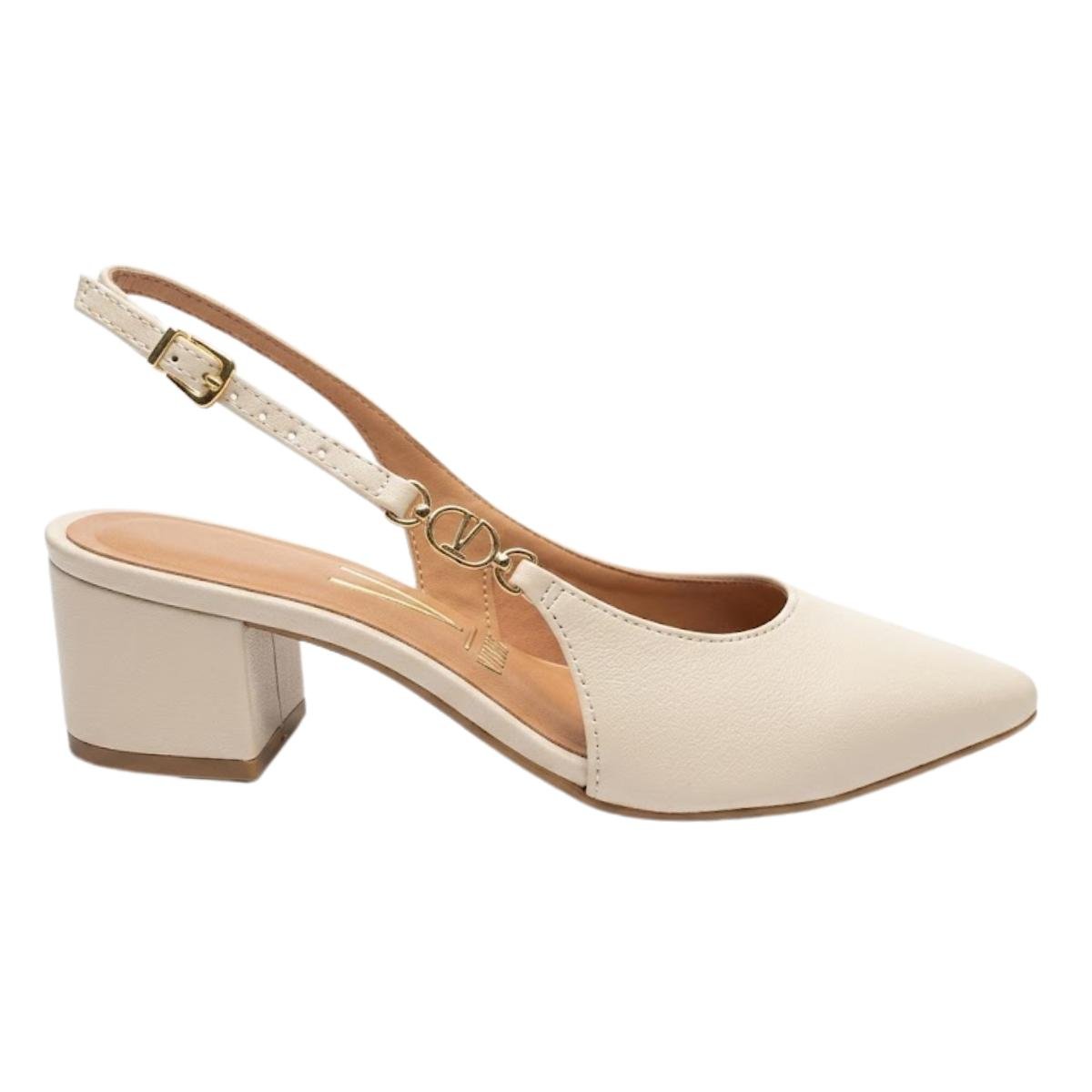 Scarpin Slingback Casual Feminino Vizzano 1220.385 Creme Bege 2