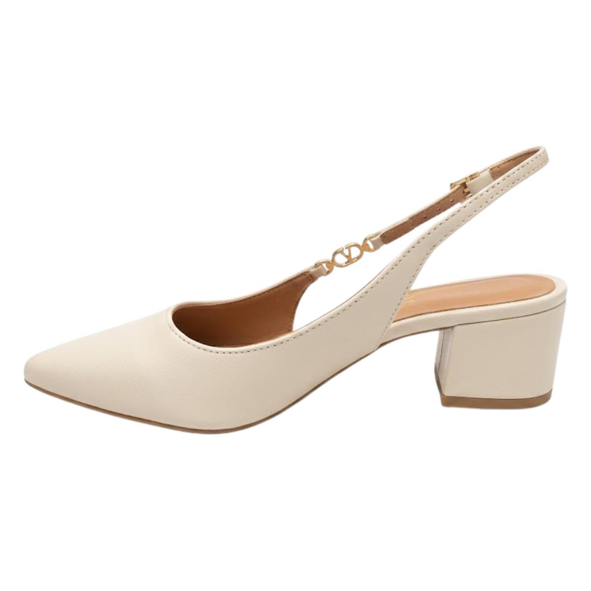 Scarpin Slingback Casual Feminino Vizzano 1220.385 Creme Bege 3