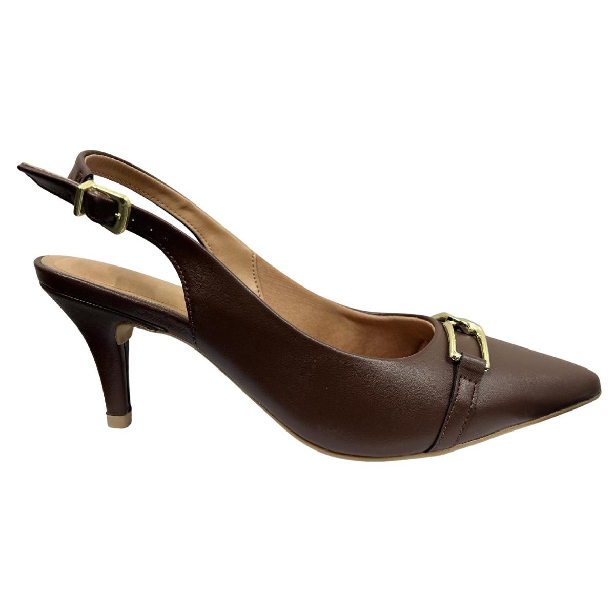 Sapato Scarpin Casual Feminino Vizzano 1185.1152 Slingback Marrom Marrom 2