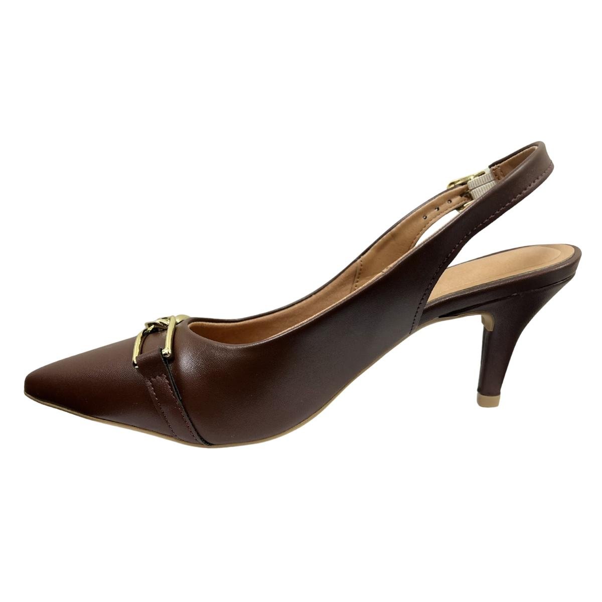 Sapato Scarpin Casual Feminino Vizzano 1185.1152 Slingback Marrom Marrom 3