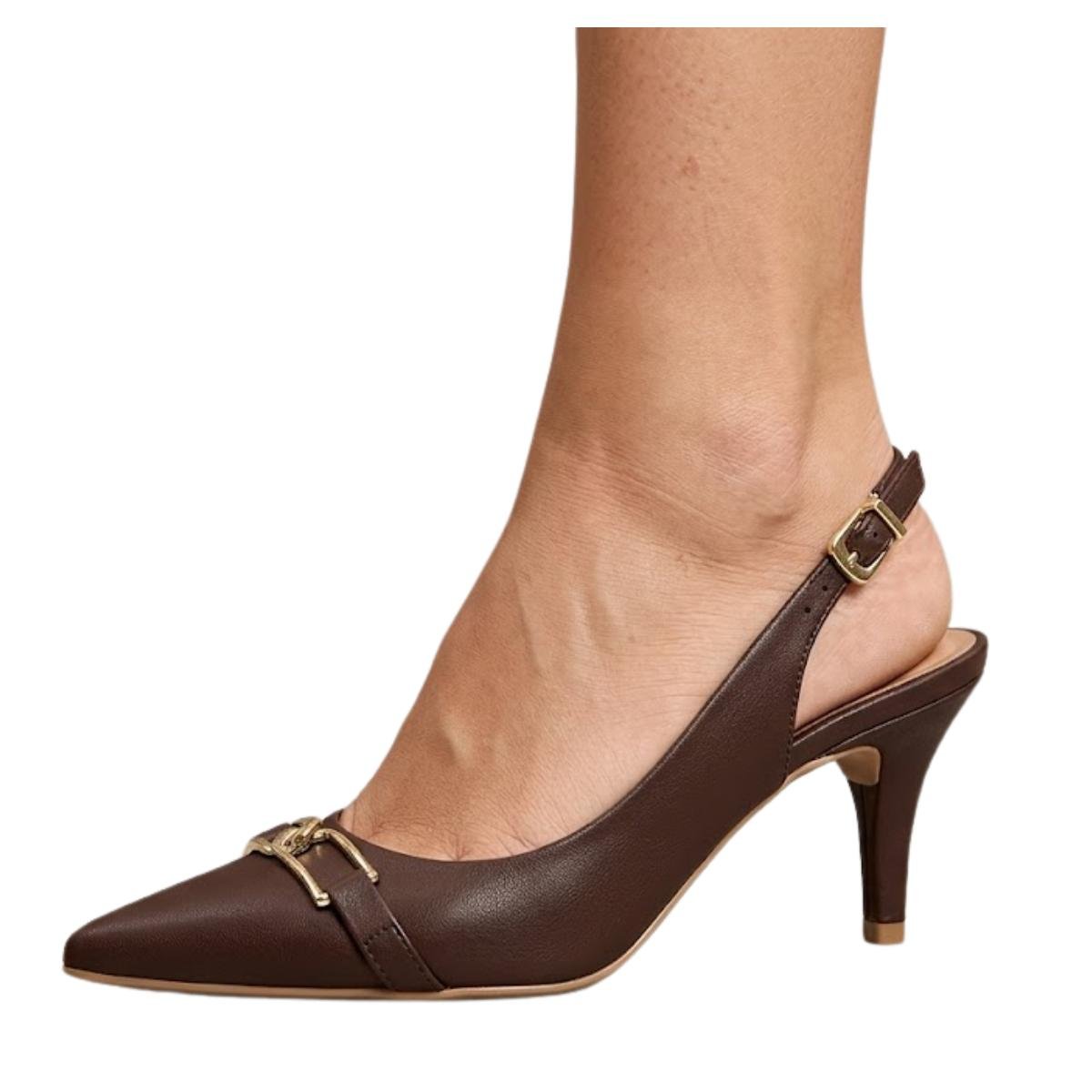 Sapato Scarpin Casual Feminino Vizzano 1185.1152 Slingback Marrom Marrom 5