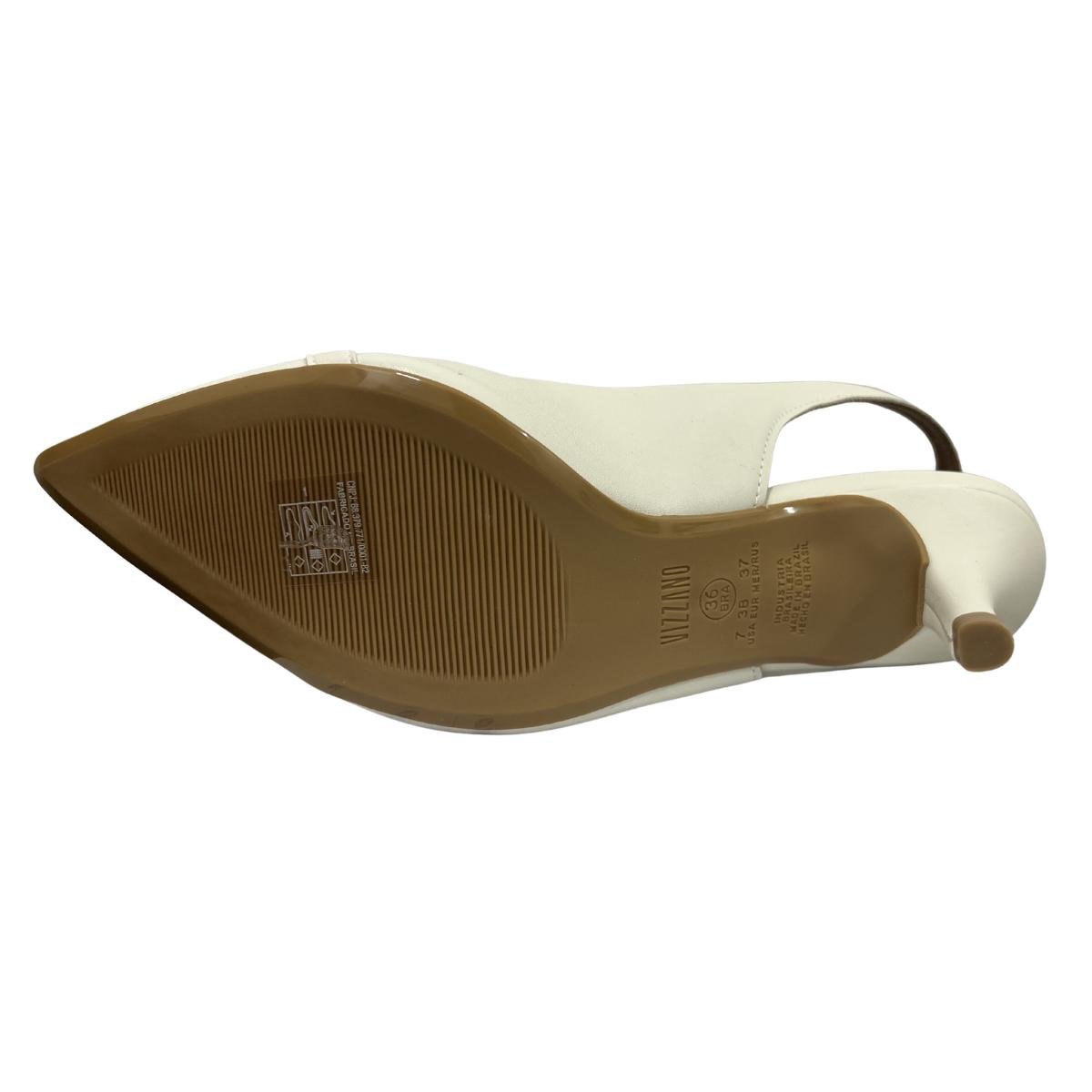 Sapato Scarpin Casual Feminino Vizzano 1185.1152 Slingback Branco Branco 6