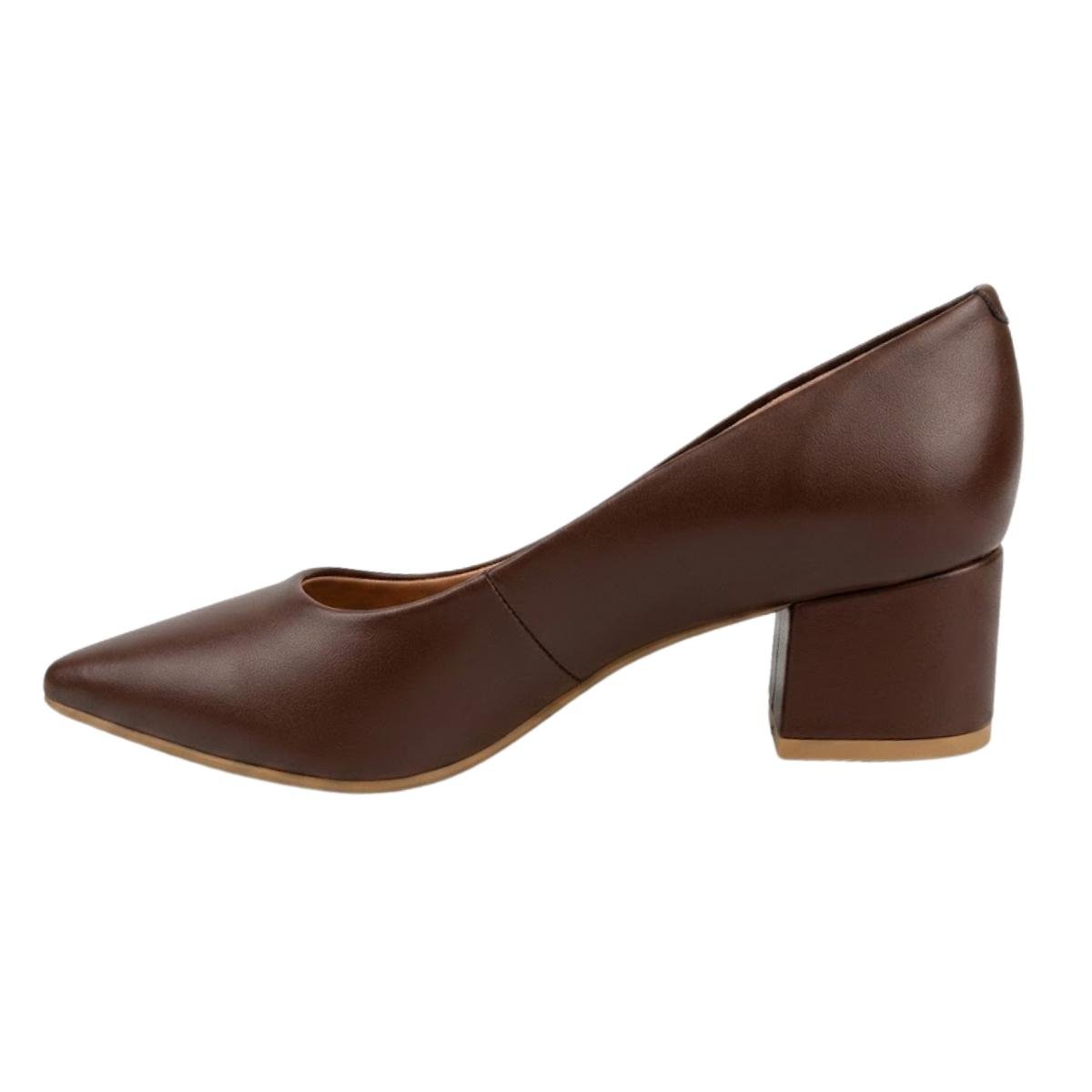 Sapato Scarpin Casual Feminino Vizzano 1220.315 Salto Bloco Marrom Marrom 3