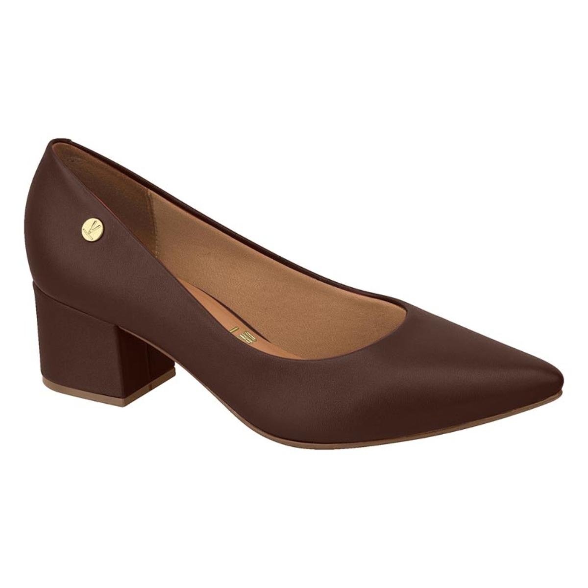 Sapato Scarpin Casual Feminino Vizzano 1220.315 Salto Bloco Marrom