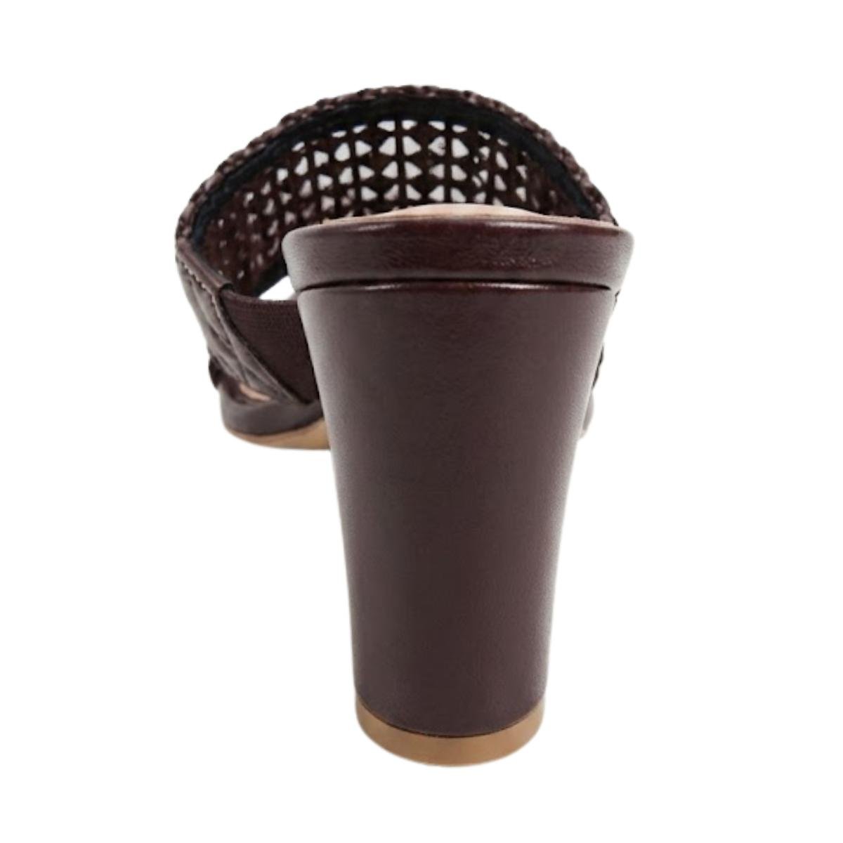 Tamanco Casual Feminino Vizzano 6262.1042 Tramada Marrom Preto 5