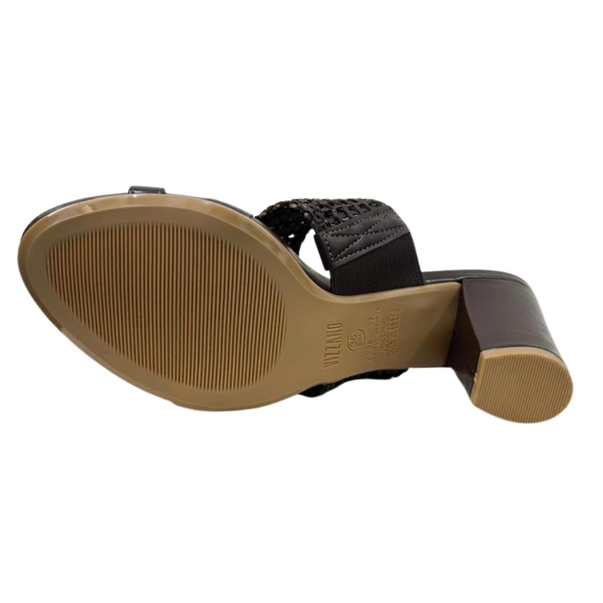 Tamanco Casual Feminino Vizzano 6262.1042 Tramada Marrom Preto 6