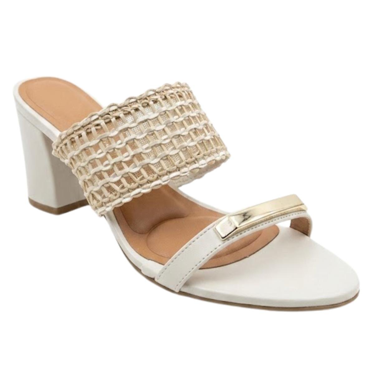 Tamanco Casual Feminino Vizzano 6262.1042 Tramada Branco Off Branco 2