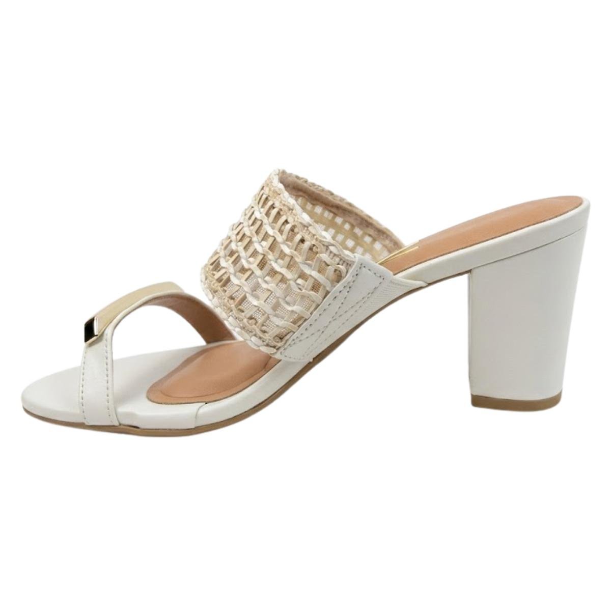 Tamanco Casual Feminino Vizzano 6262.1042 Tramada Branco Off Branco 3