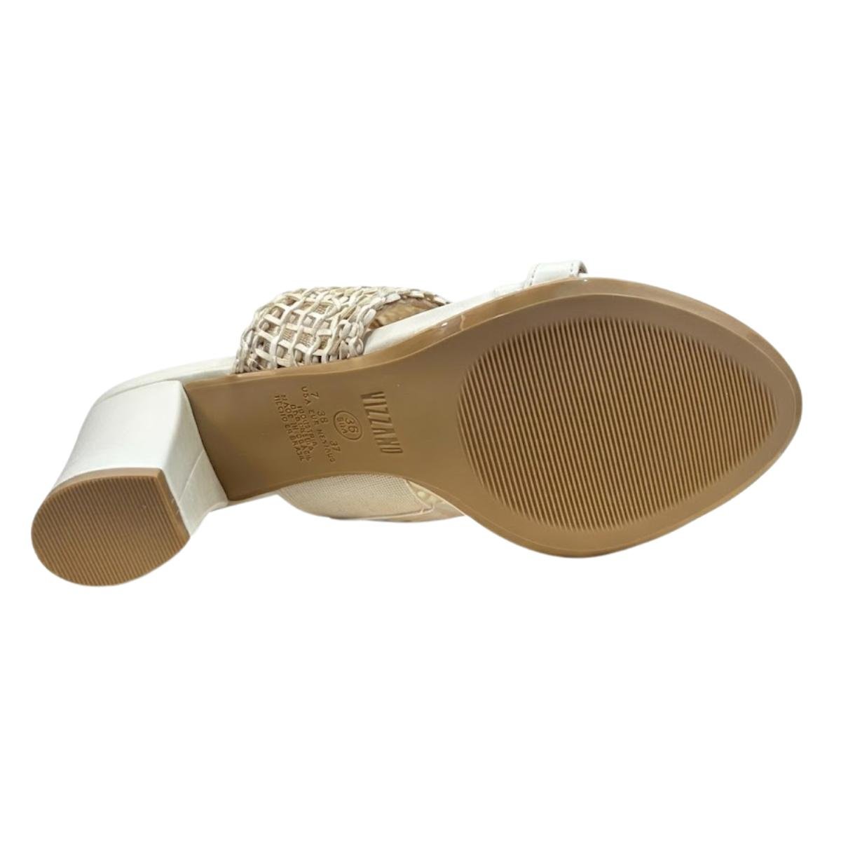 Tamanco Casual Feminino Vizzano 6262.1042 Tramada Branco Off Branco 6