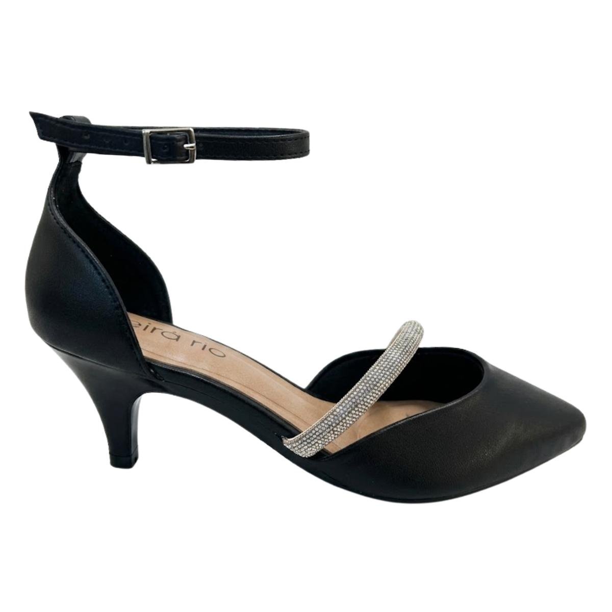 Scarpin Casual Feminino Beira Rio 4076.1322 Strass Preto Preto 2