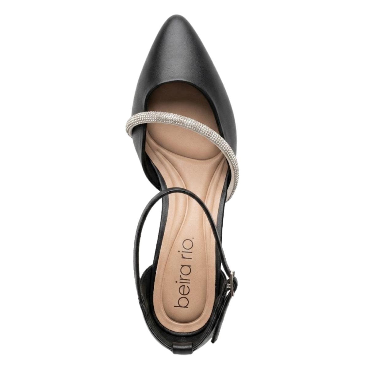 Scarpin Casual Feminino Beira Rio 4076.1322 Strass Preto Preto 4