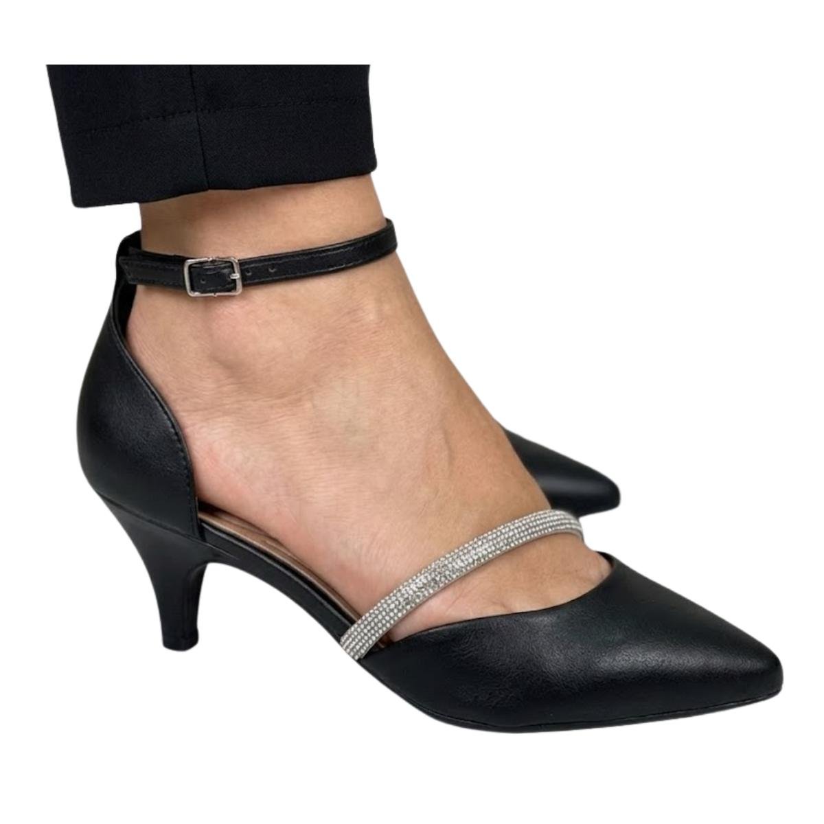 Scarpin Casual Feminino Beira Rio 4076.1322 Strass Preto Preto 5