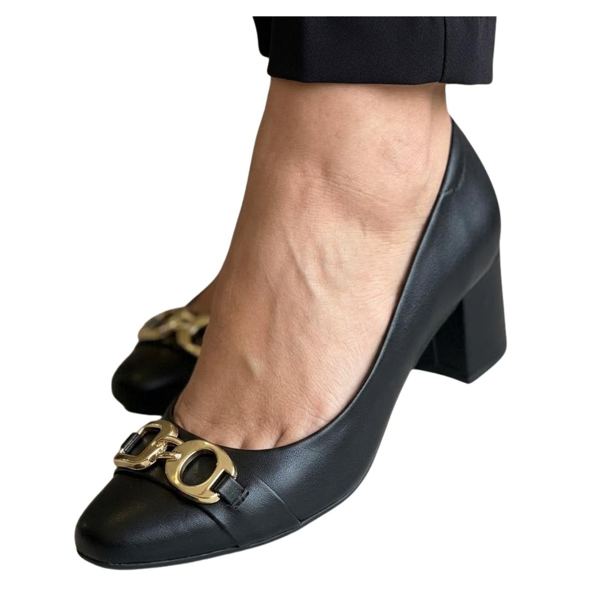 Sapato Casual Feminino Beira Rio 4304.206 Salto Bloco Preto Preto 5