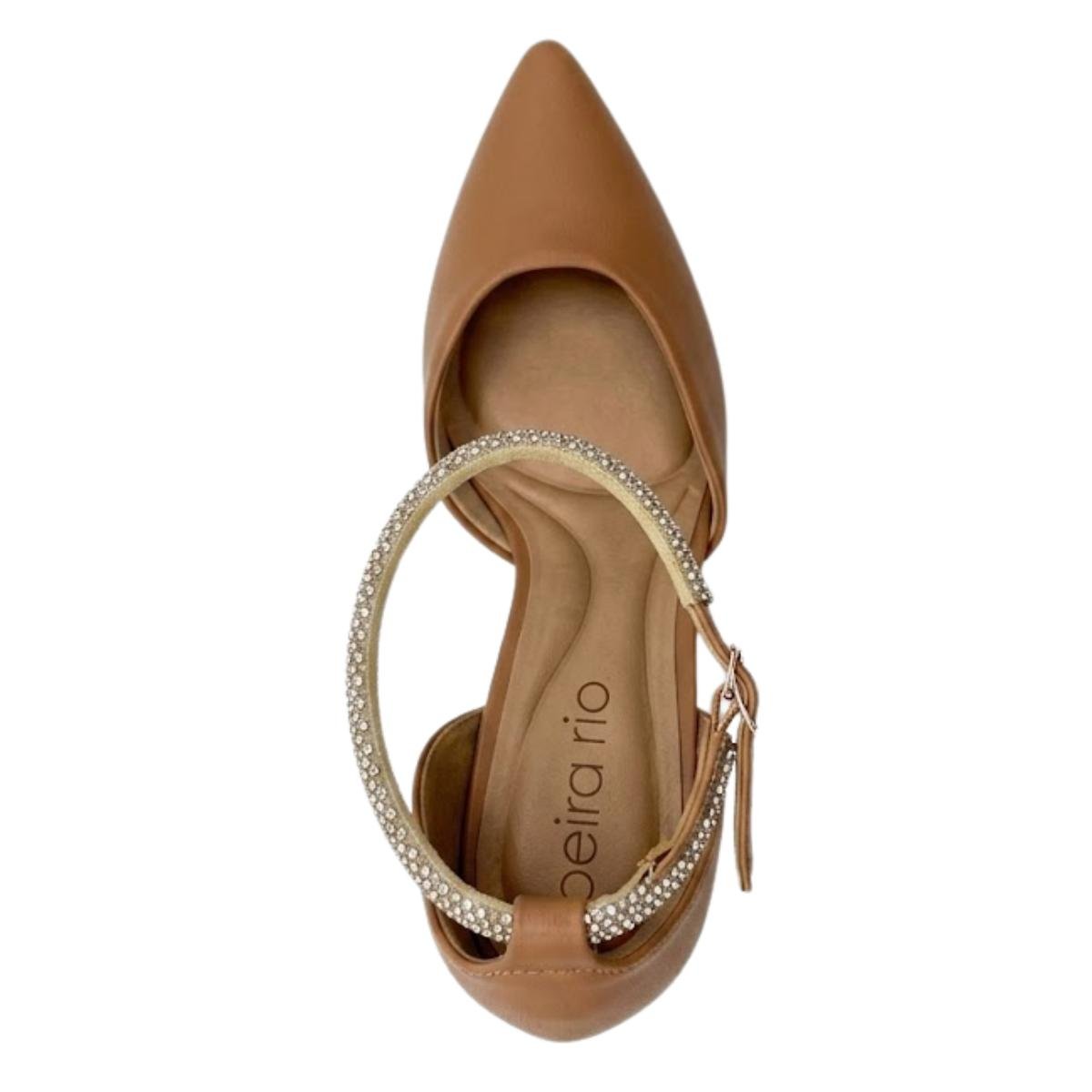 Sapato Scarpin Casual Feminino Beira Rio 4122.1490 Strass Nude Bege 4