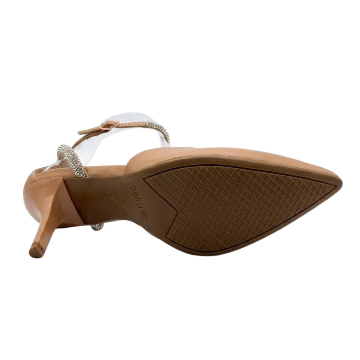 Sapato Scarpin Casual Feminino Beira Rio 4122.1490 Strass Nude Bege 6