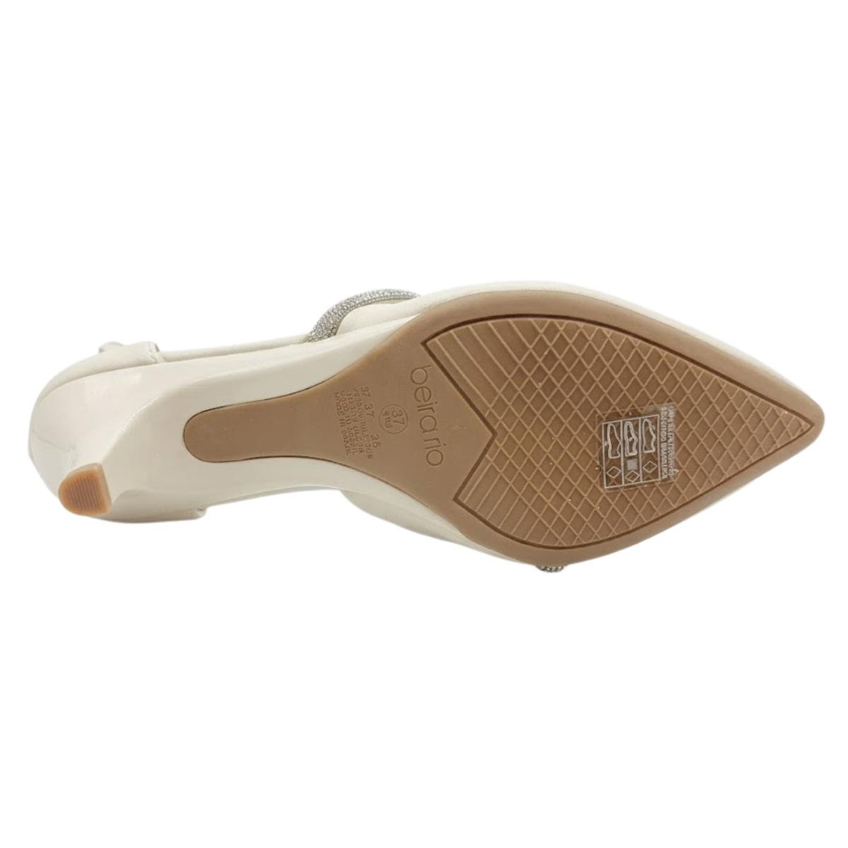 Scarpin Casual Feminino Beira Rio 4076.1322 Strass Branco Off Branco 6