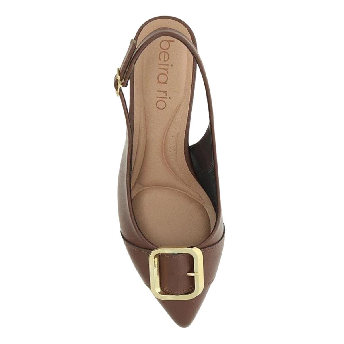 Sapato Scarpin Casual Feminino Beira Rio 4076.1319 Slingback Fivela Marrom Marrom 4