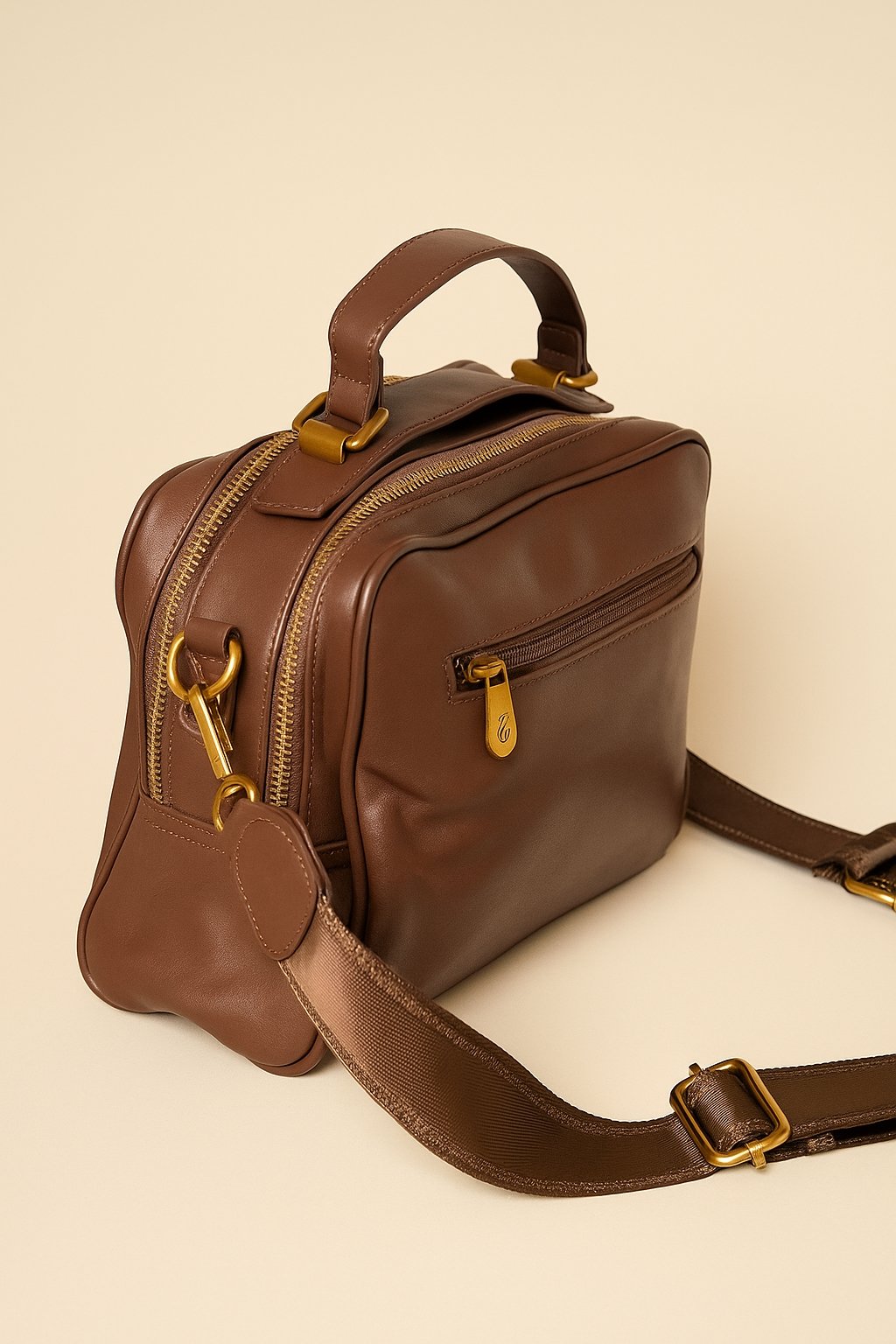 Bolsa Media Transversal D Bell Texturizada Marrom Marrom 2