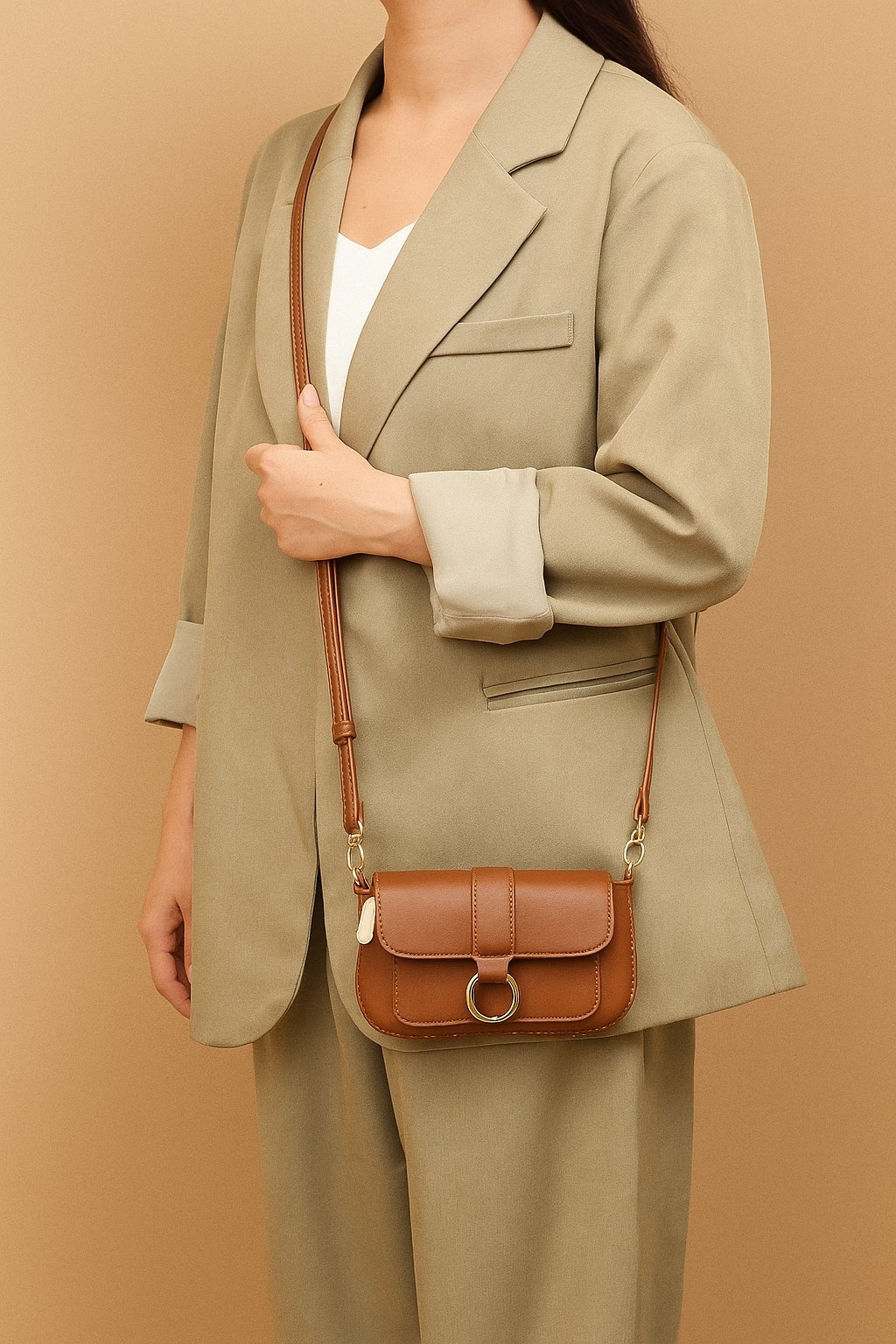 Bolsa Media Transversal D Bell Marrom Marrom 2