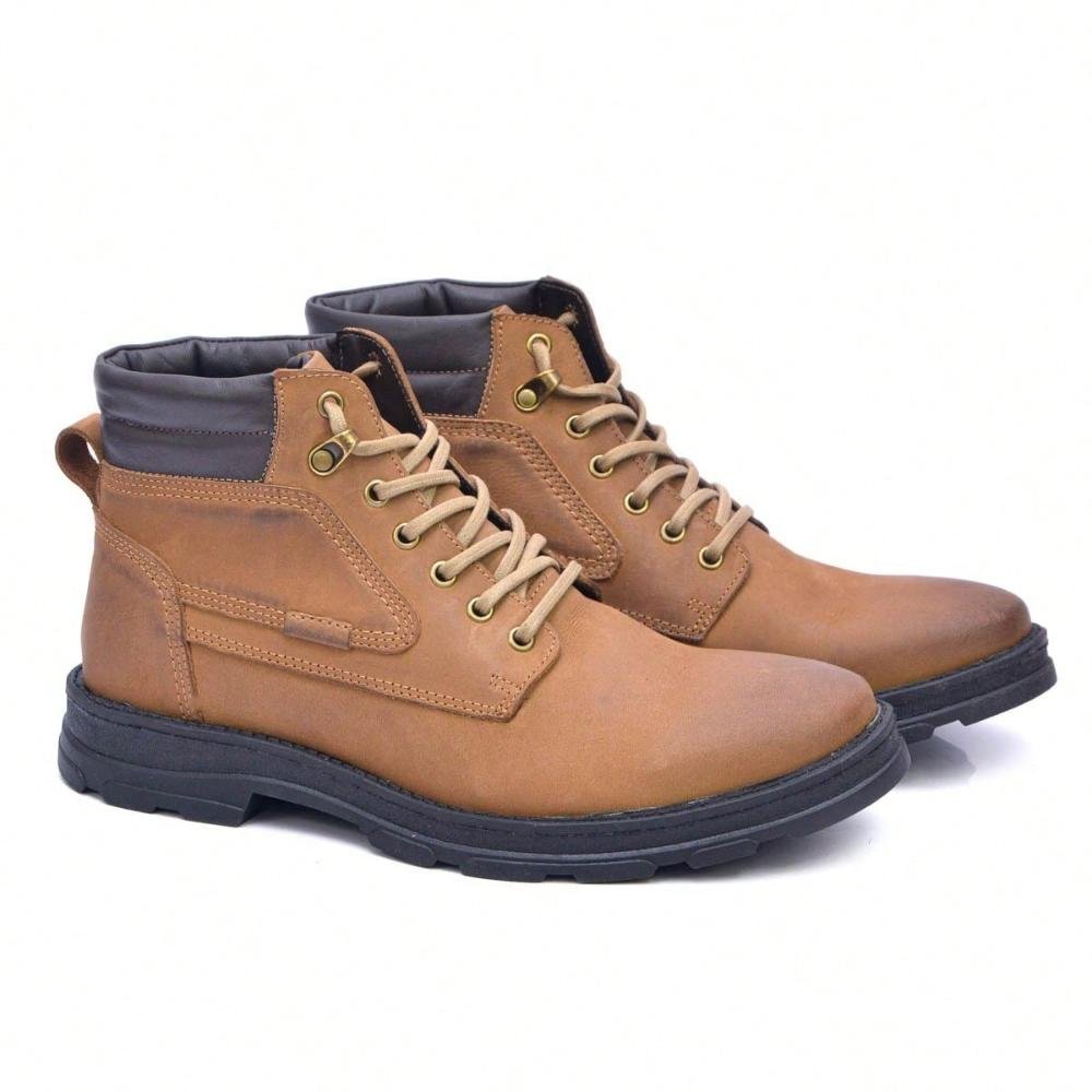 Coturno Masculino Casual Couro Adventure Confortável