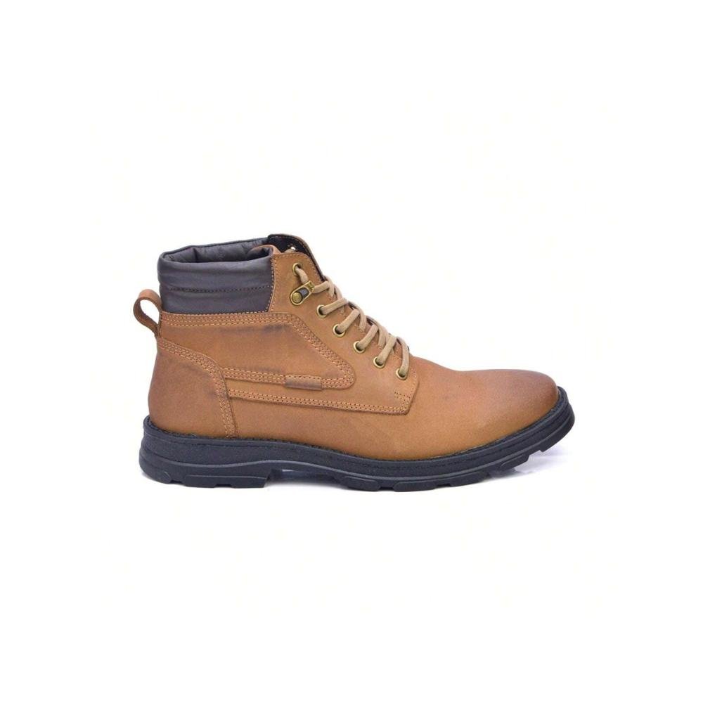 Coturno Masculino Casual Couro Adventure Confortável Marrom 2