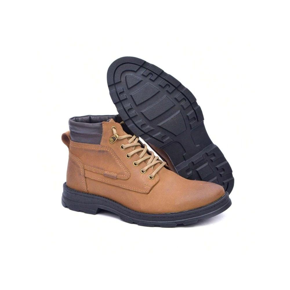 Coturno Masculino Casual Couro Adventure Confortável Marrom 3