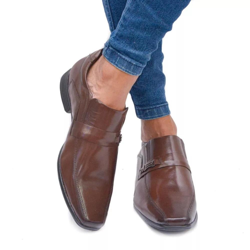Sapato Social Oxford Masculino Couro Moderno Confortável Café 3