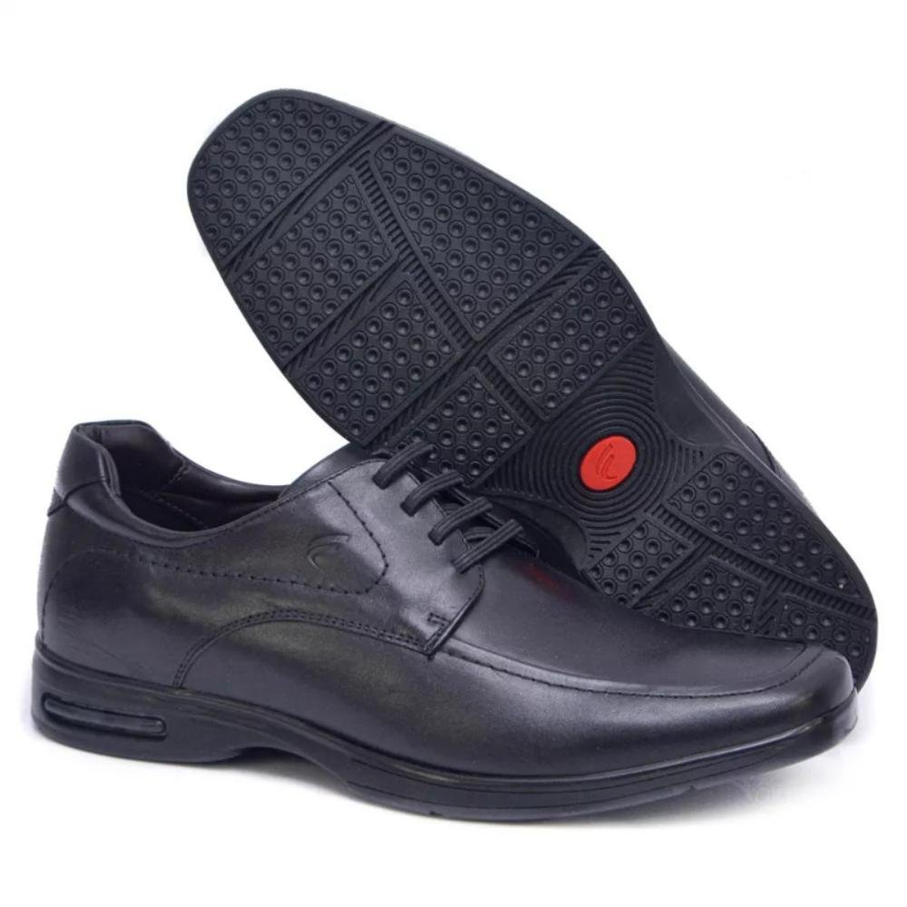 Sapato Social Masculino Couro Leve Confortável Elegante Preto 4