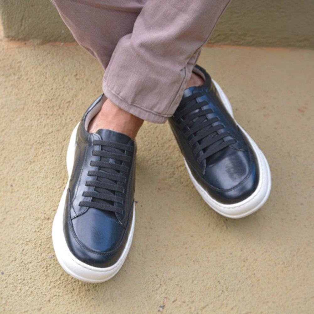 Kit Tênis Casual Ferrara 100% Couro Legítimo+ Cinto Preto 3