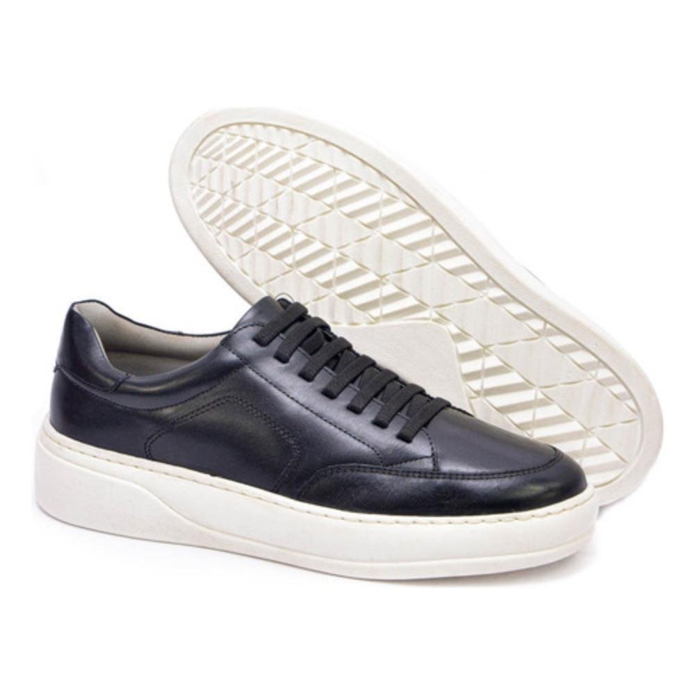 Kit Tênis Casual Ferrara 100% Couro Legítimo+ Cinto Preto 4