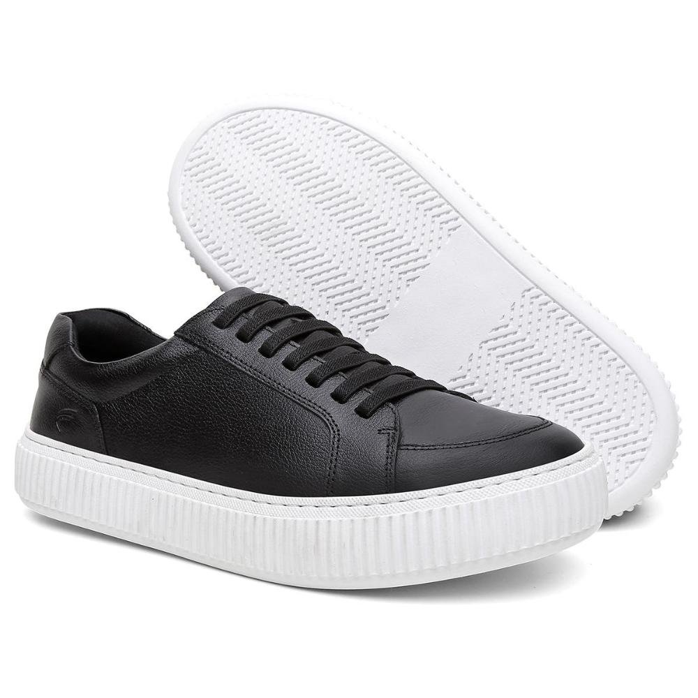 Tênis  Masculino Couro Malibu Confortável Preto 3