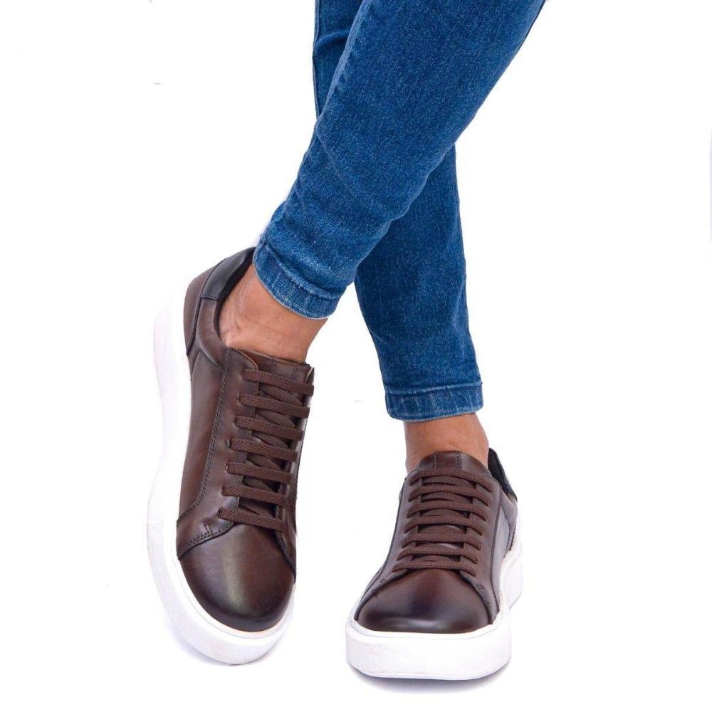 Tênis Couro Masculino Canadá Confortável Marrom 3