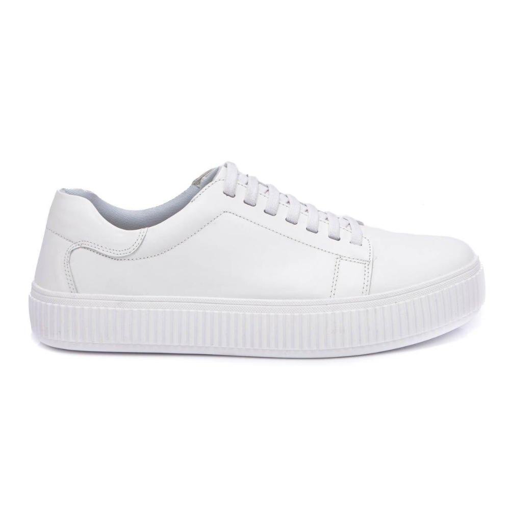 Tênis Masculino Couro Skate Malibu Confortável Branco 2
