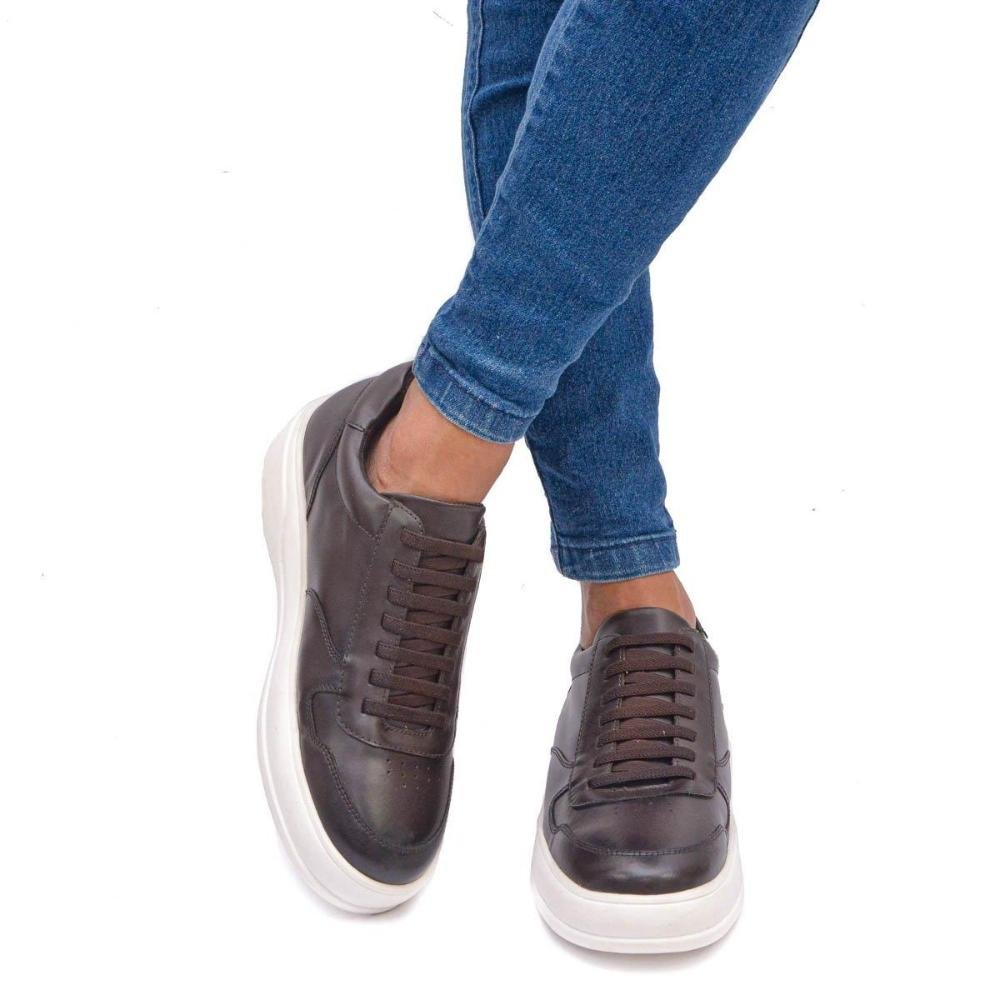 Tênis Masculino Couro Tokio Dia a Dia Café 3
