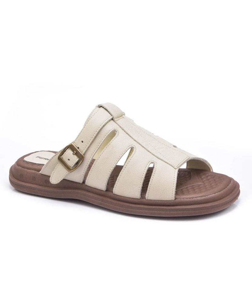 Sandália Masculina Couro Ajustável Dia a Dia Confortável