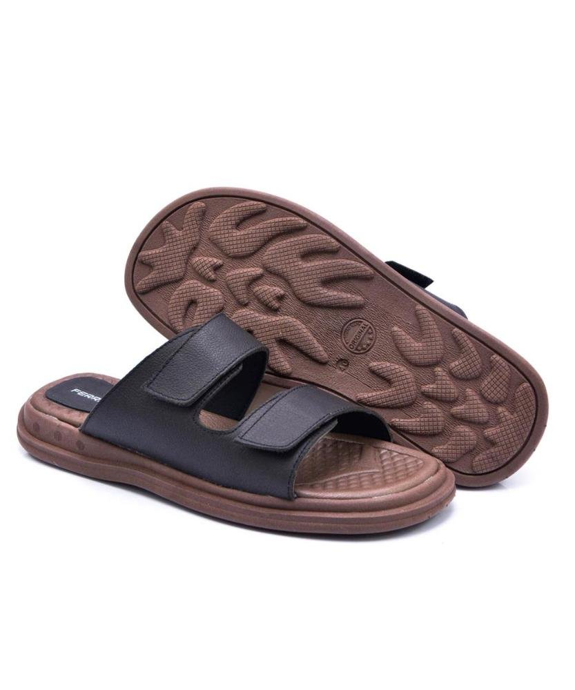 Sandália Masculina Couro Confortável Dia a Dia Preto 4