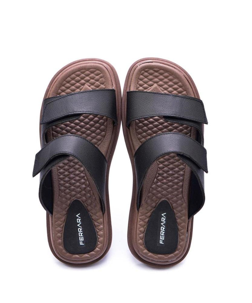 Sandália Masculina Couro Confortável Dia a Dia Preto 5