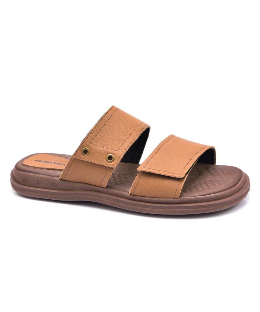 Sandália Papete Masculina Couro Conforto Ajustável